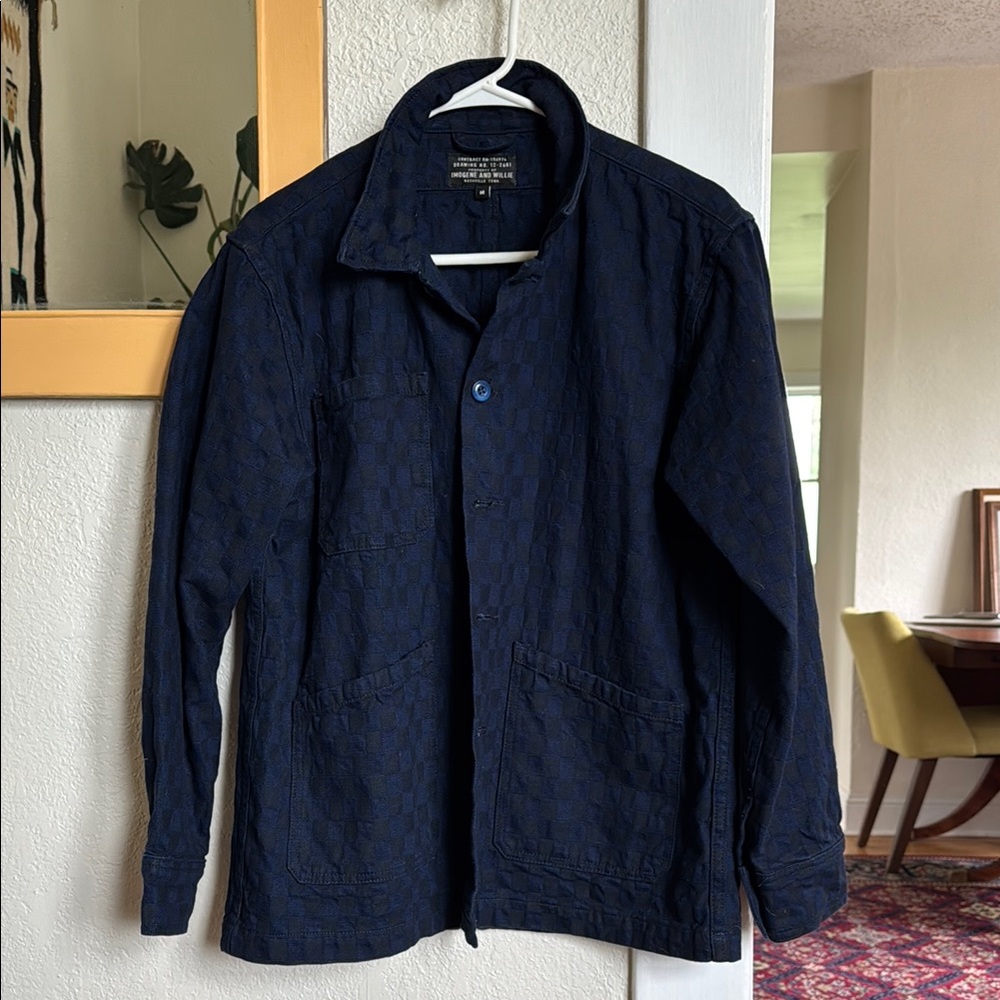 imogene + willie Indigo denim checker painters coat NWOT medium